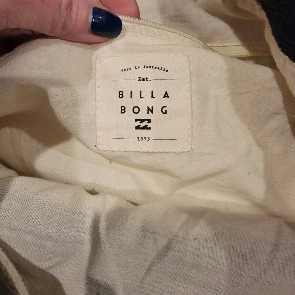 Billabong Woven Striped Black and Cream Tote Bag